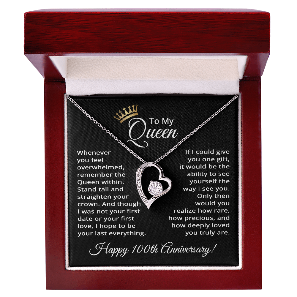 100th Anniversary Jewelry for Women 100 Years - To My Queen Necklace