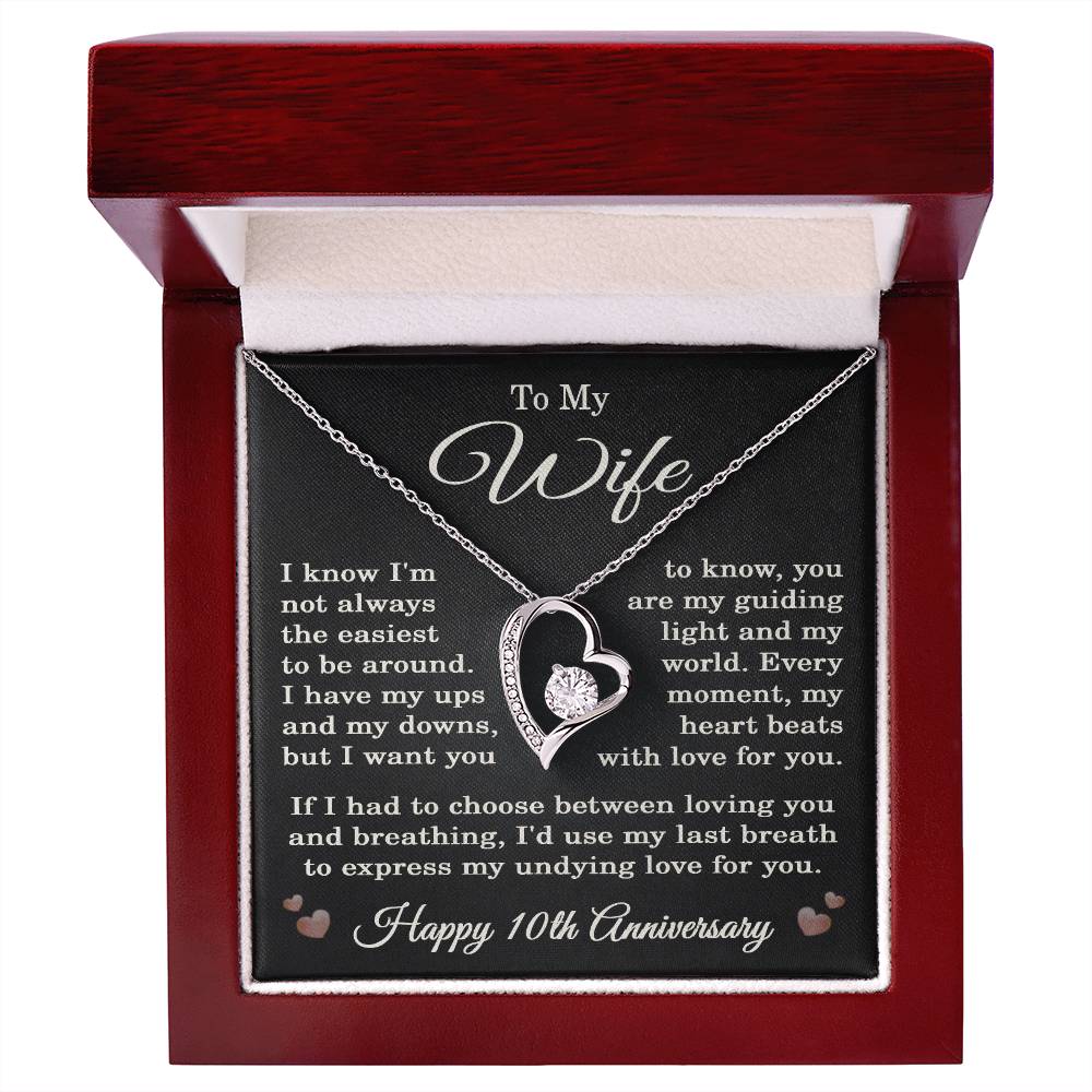 10th Anniversary Necklace for Wife from Husband 10 Years Anniversary Jewelry for Her Women Forever Love Pendant