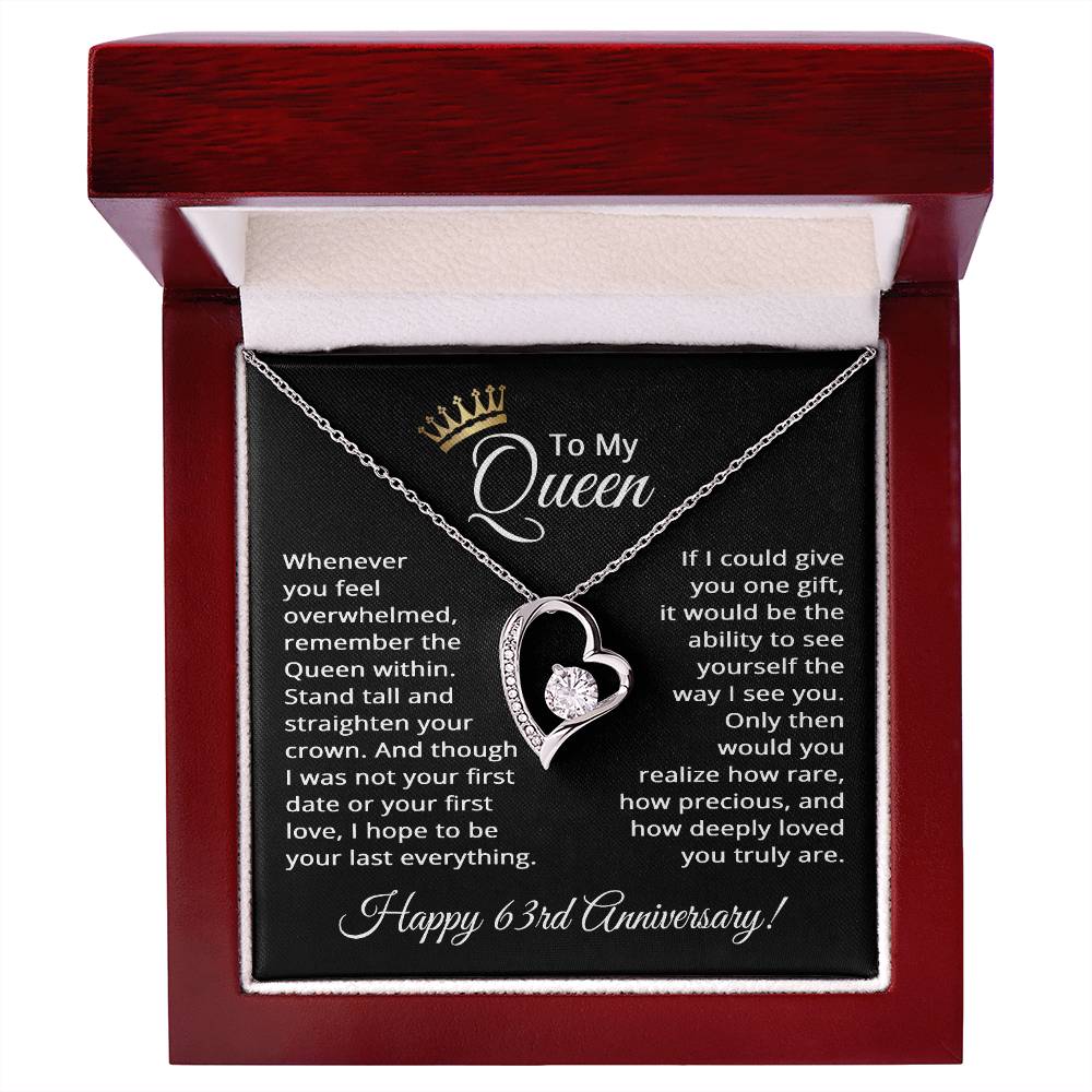 63rd Anniversary Jewelry for Women 63 Years - To My Queen Necklace