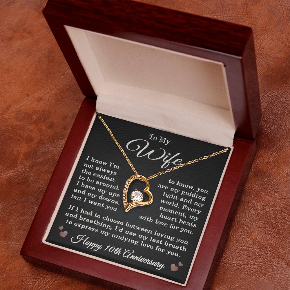 10th Anniversary Necklace for Wife from Husband 10 Years Anniversary Jewelry for Her Women Forever Love Pendant