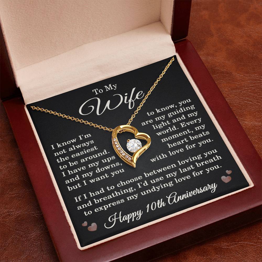 10th Anniversary Necklace for Wife from Husband 10 Years Anniversary Jewelry for Her Women Forever Love Pendant