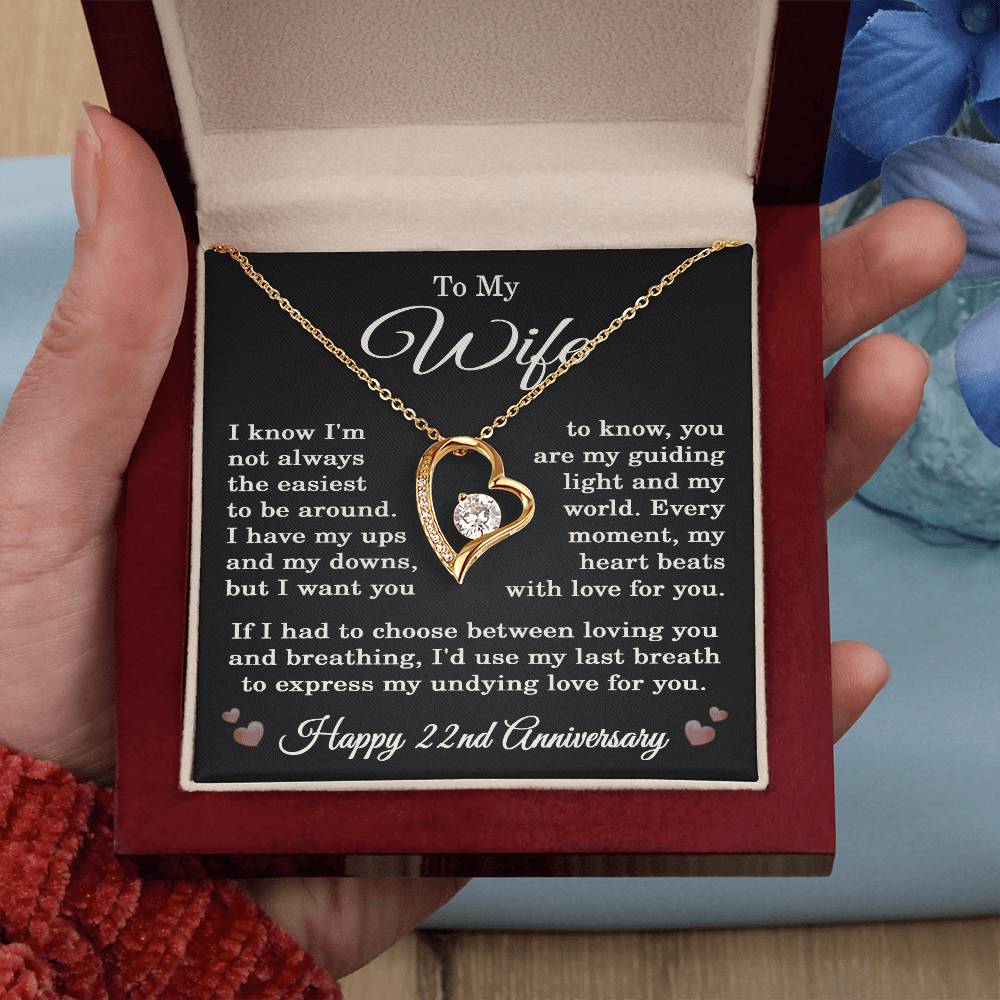 22nd Anniversary Necklace for Wife from Husband 22 Years Anniversary Jewelry for Her Women Forever Love Pendant