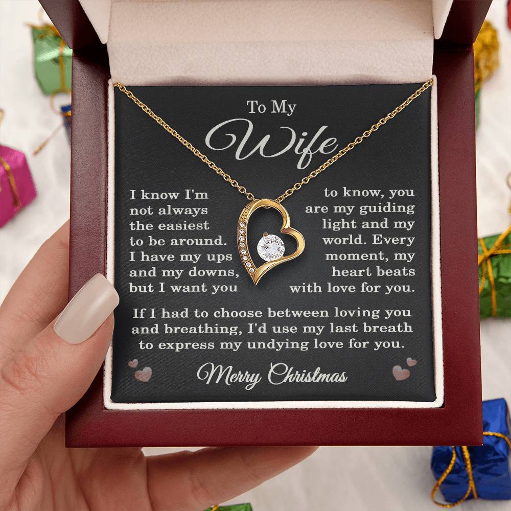 Wife Christmas Necklace for Wife from Husband To My Wife Gift Merry Christmas Jewelry for Her Women Forever Love Pendant