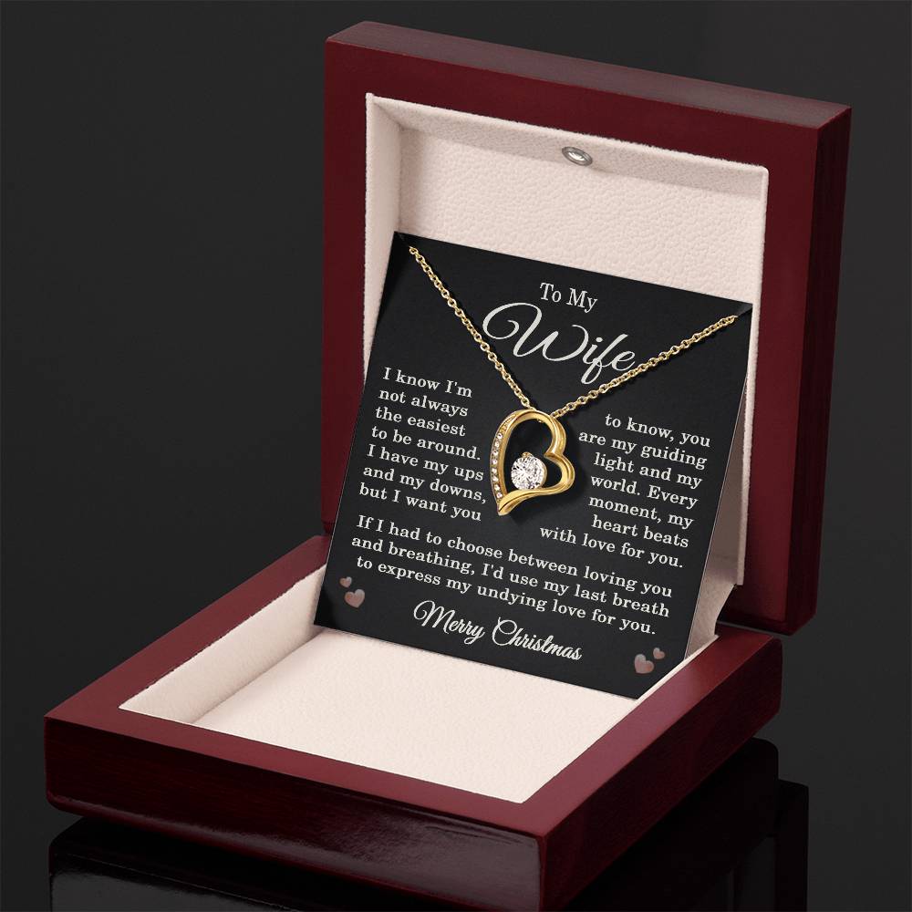 Wife Christmas Necklace for Wife from Husband To My Wife Gift Merry Christmas Jewelry for Her Women Forever Love Pendant