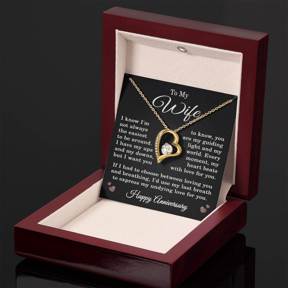 Wife Anniversary Necklace for Wife from Husband To My Wife Happy Anniversary Jewelry for Her Women Forever Love Pendant
