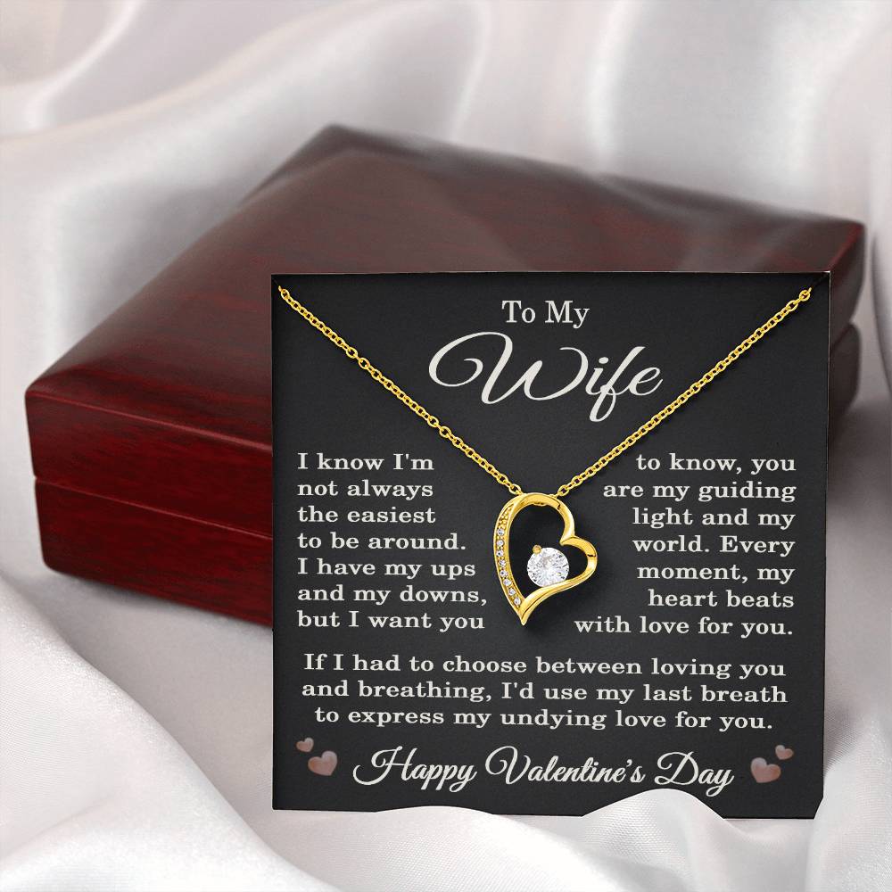 Wife Valentine's Day Necklace for Wife from Husband To My Wife Happy Valentines Day Jewelry for Her Women Forever Love Pendant
