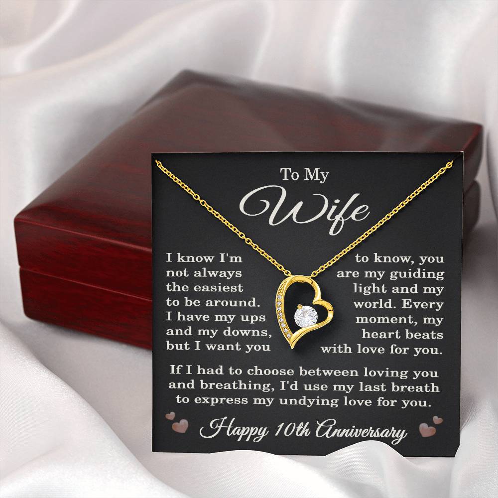 10th Anniversary Necklace for Wife from Husband 10 Years Anniversary Jewelry for Her Women Forever Love Pendant