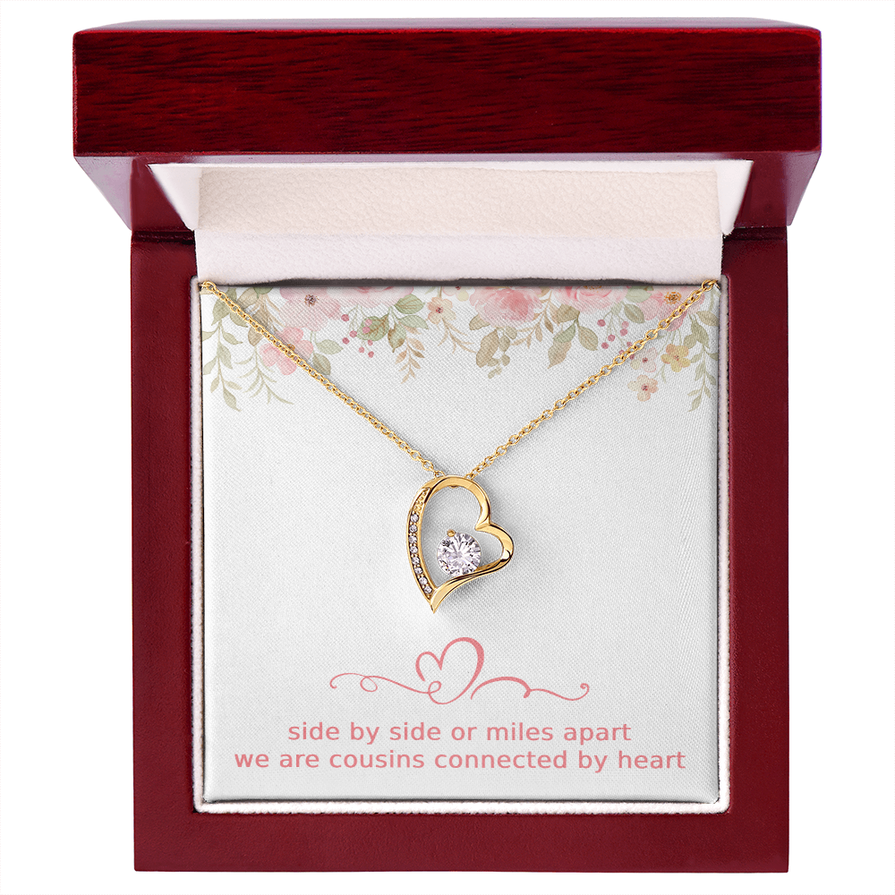 Cousins Gift Cousin Birthday Gift Cousin Christmas Gift Cousin Necklace Side by Side or Miles Apart We are Cousins Connected By Heart Love Pendant