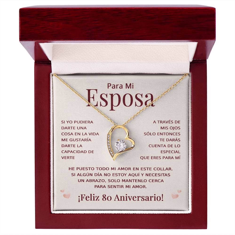 Regalo 80 Aniversario para Esposa - Collar Amor Eterno - To My Wife Necklace in Spanish
