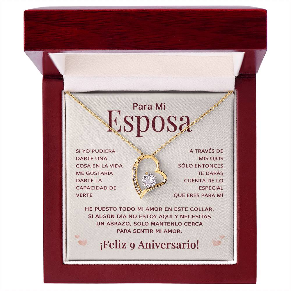 Regalo 9 Aniversario para Esposa - Collar Amor Eterno - To My Wife Necklace in Spanish