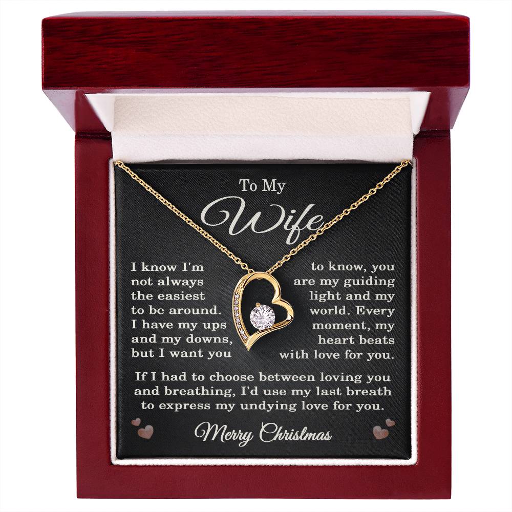 Wife Christmas Necklace for Wife from Husband To My Wife Gift Merry Christmas Jewelry for Her Women Forever Love Pendant