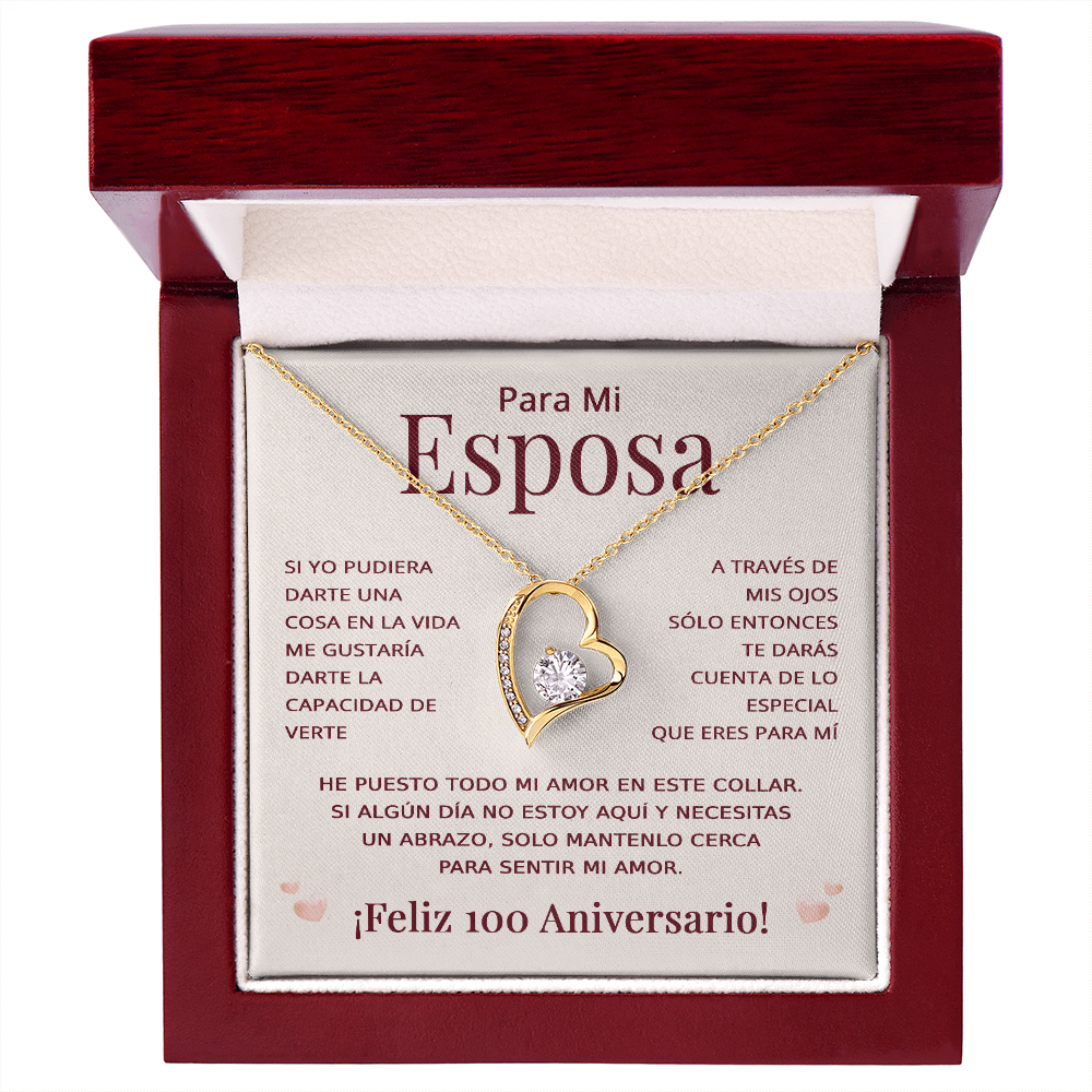 Regalo 100 Aniversario para Esposa - Collar Amor Eterno - To My Wife Necklace in Spanish