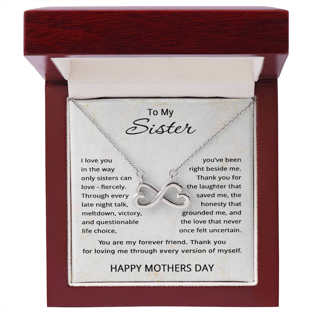Sister Mother’s Day Necklace with Message Card – Sentimental Infinity Necklace Gift for Sister