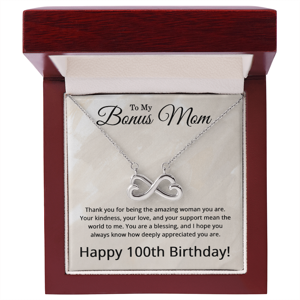 100th Birthday Gifts for Bonus Mom - 100th Birthday Necklace for Bonus Mom - To My Bonus Mom Necklace
