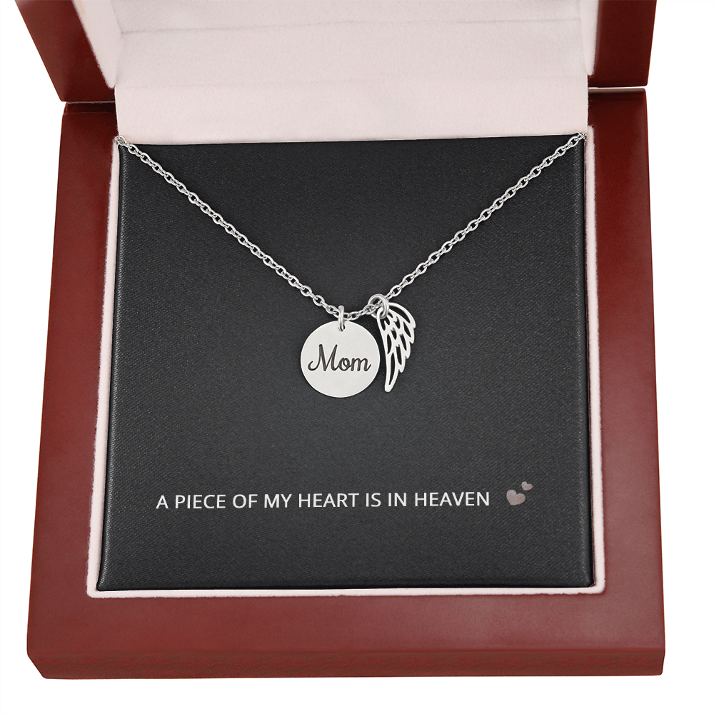 Loss of Mother Necklace – Bereavement Gift for Sister or Daughter – A Piece of My Heart Is in Heaven Memorial Jewelry
