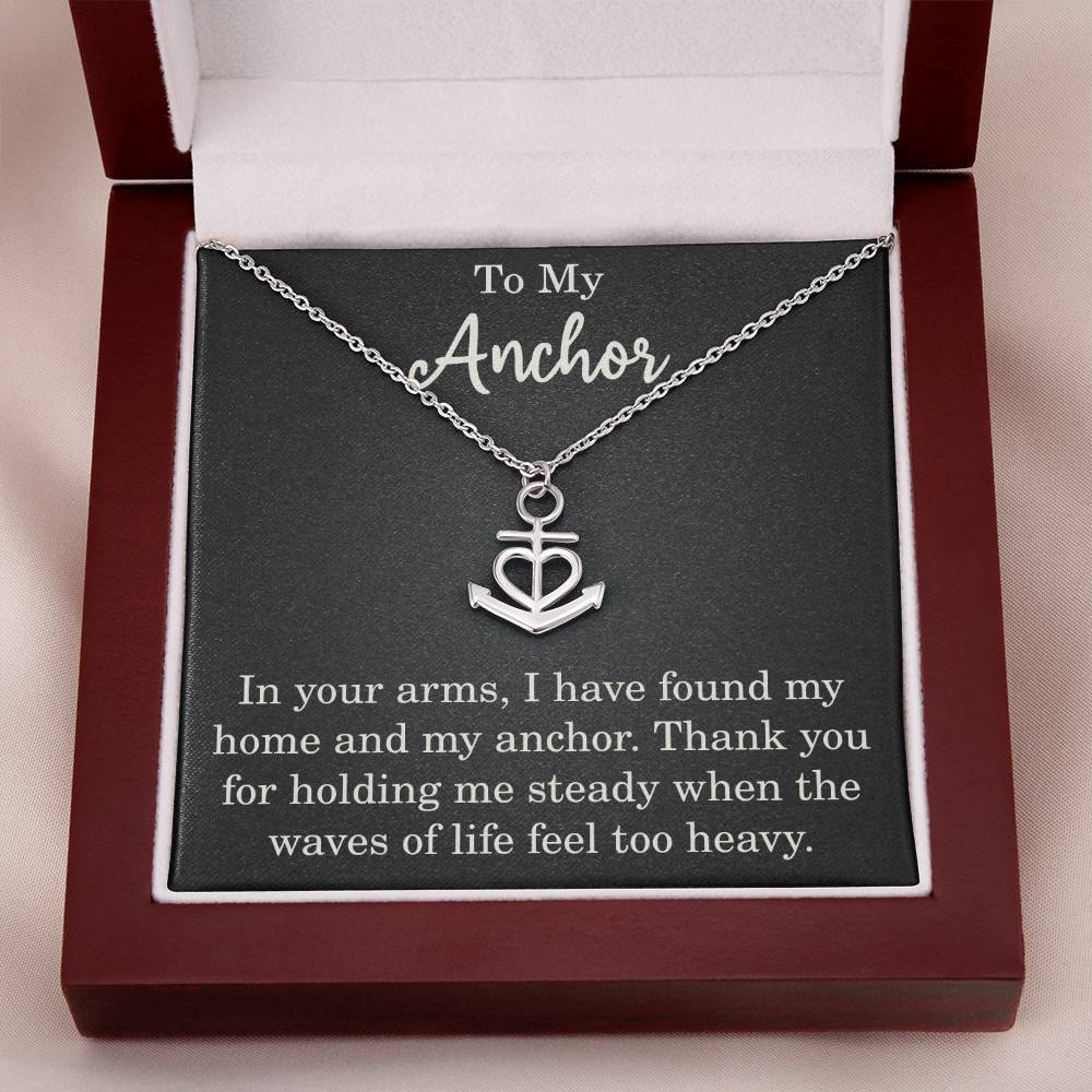To My Anchor Necklace Gift With Love Message Anchor Pendant Gift For Partner Wife or Husband Motivational Inspirational