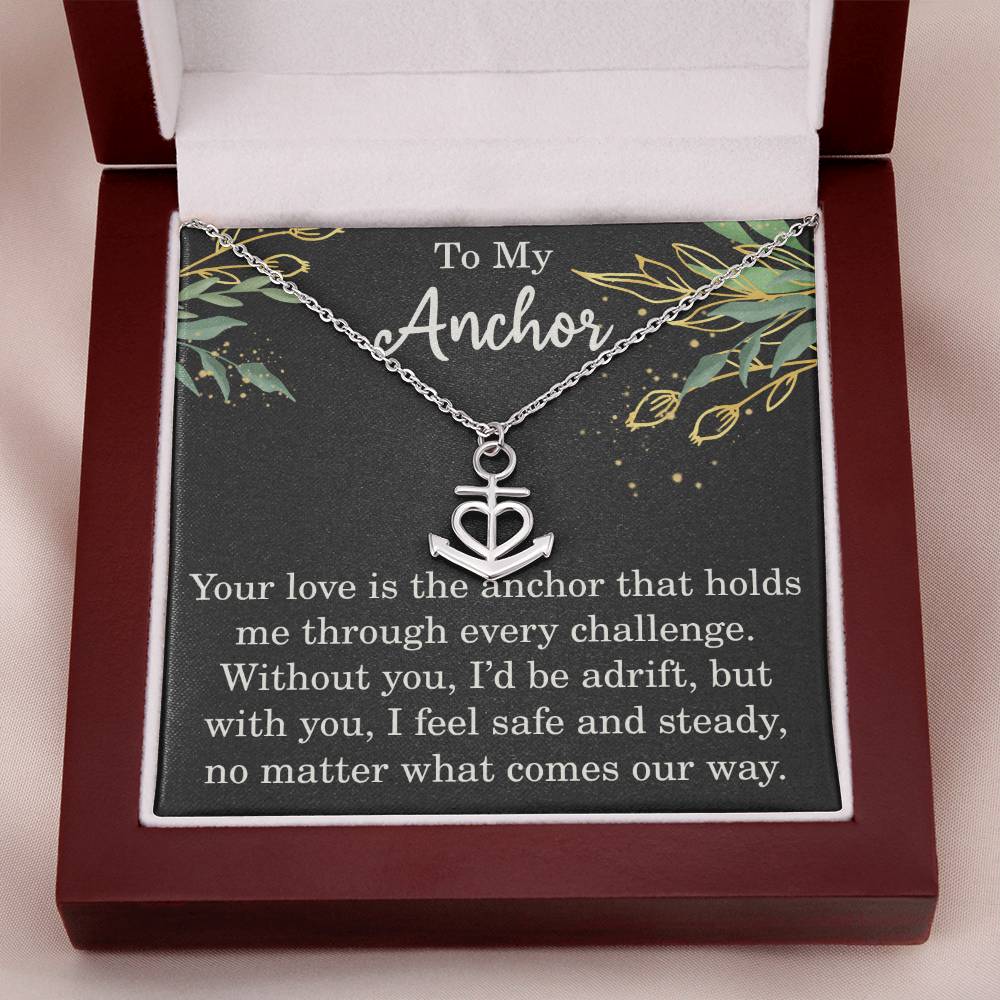 To My Anchor Necklace Gift For Loved One Heartfelt Anchor Message Card Necklace Special Gift For Wife Husband or Partner Motivational Inspirational