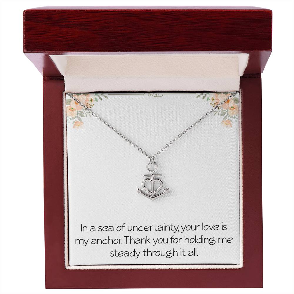 Anchor Necklace With Meaningful Message Anniversary Jewelry For Wife Husband Partner Christmas Birthday Motivational Inspirational