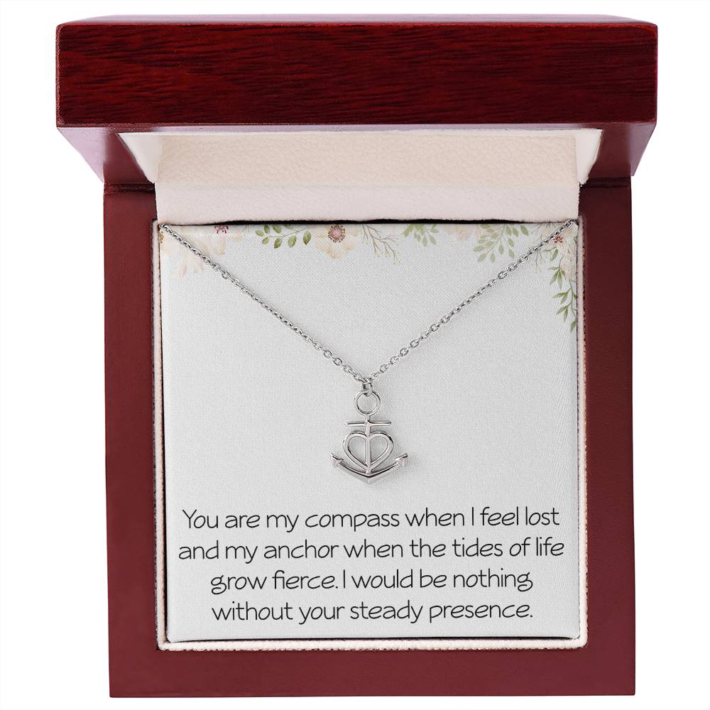 Anchor Necklace With Meaningful Message Jewelry For Wife Husband Valentines Day Birthday Anniversary Christmas Motivational Inspirational