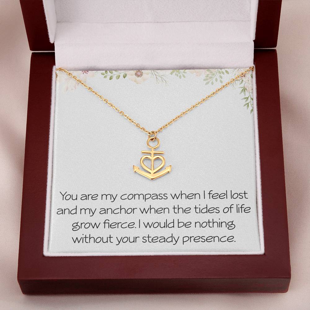 Anchor Necklace With Meaningful Message Jewelry For Wife Husband Valentines Day Birthday Anniversary Christmas Motivational Inspirational