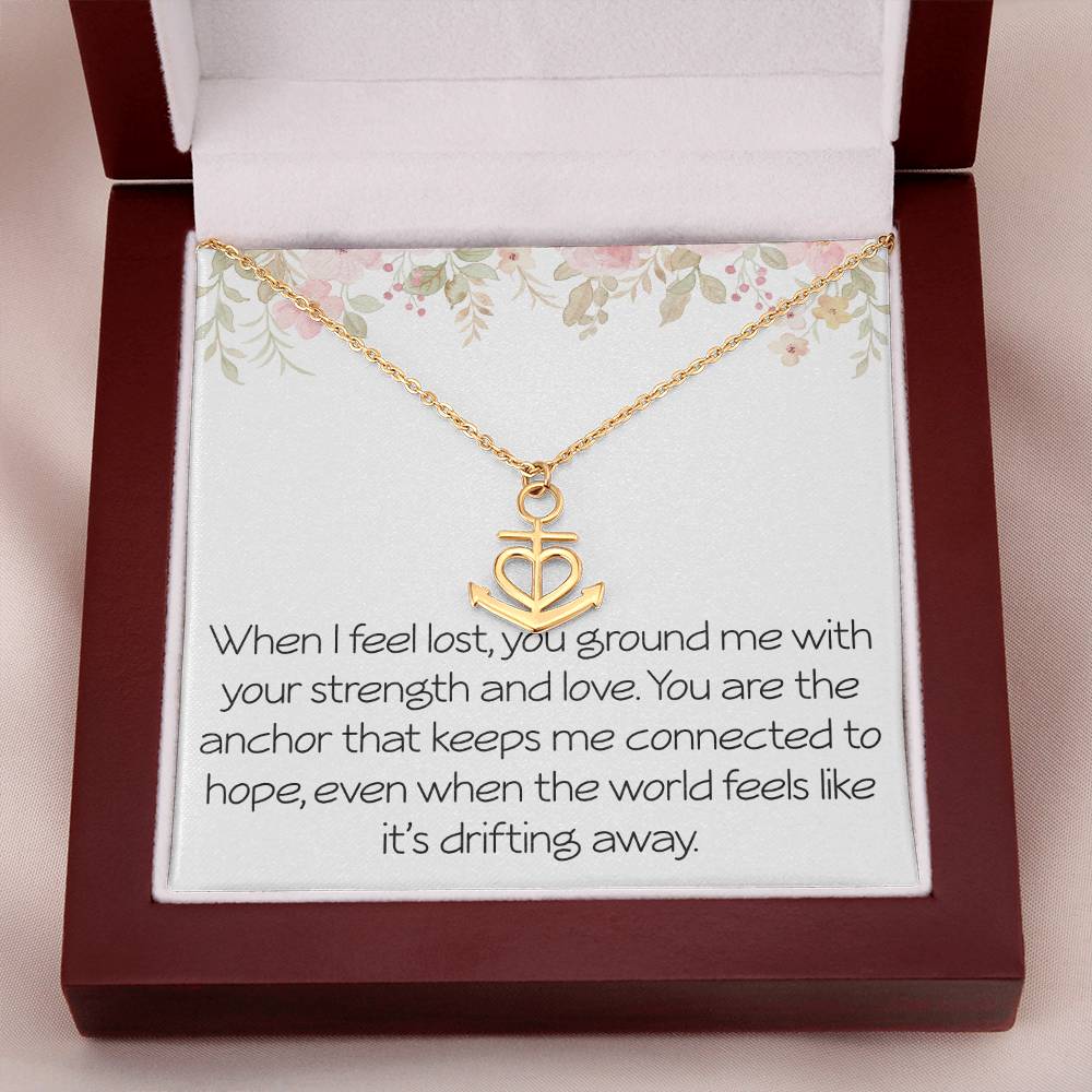 Anchor Necklace Grounded Strength Strong Necklace For Anchor In Your Life Gift For Partner Friend Family Birthday Christmas Motivational Inspirational