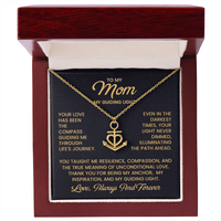 Load image into Gallery viewer, Anchor Heart Necklace for Mom – “My Guiding Light” Message Card Gift
