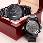 Future Husband Gift, Wedding Gift for Groom from Bride, Husband to Be Gift, Fiancé Gift for Him, Engraved Black Chronograph Watch
