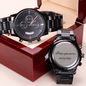 Watch for Men Boyfriend Husband Him, Black Chronograph Watch for Him, Christmas Gift for Boyfriend