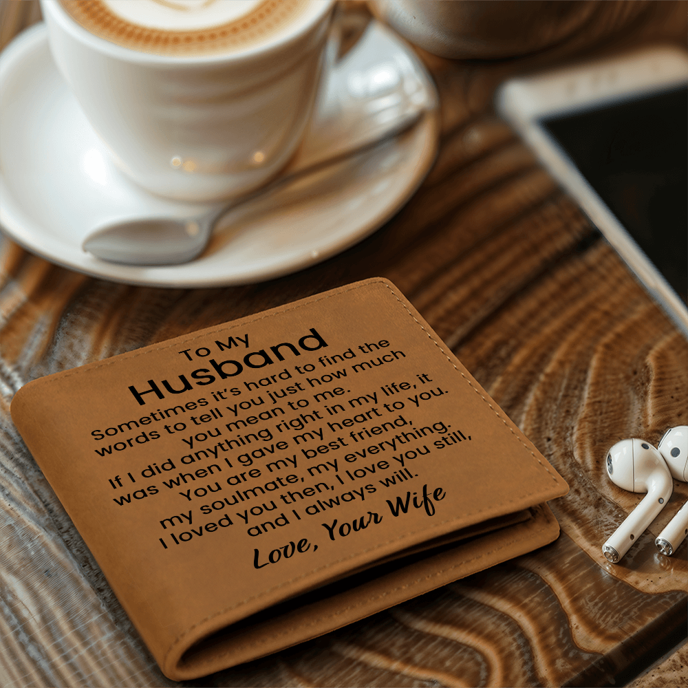 To My Husband Gifts, Birthday Wallets for Husband Christmas Ideas, Brown Genuine Leather