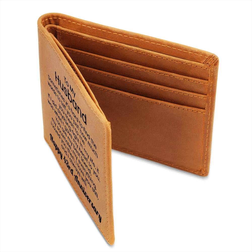 43rd Anniversary Wallet for Husband – To My Husband Engraved Genuine Leather Bifold Wallet from Wife - 43 Years Anniversary