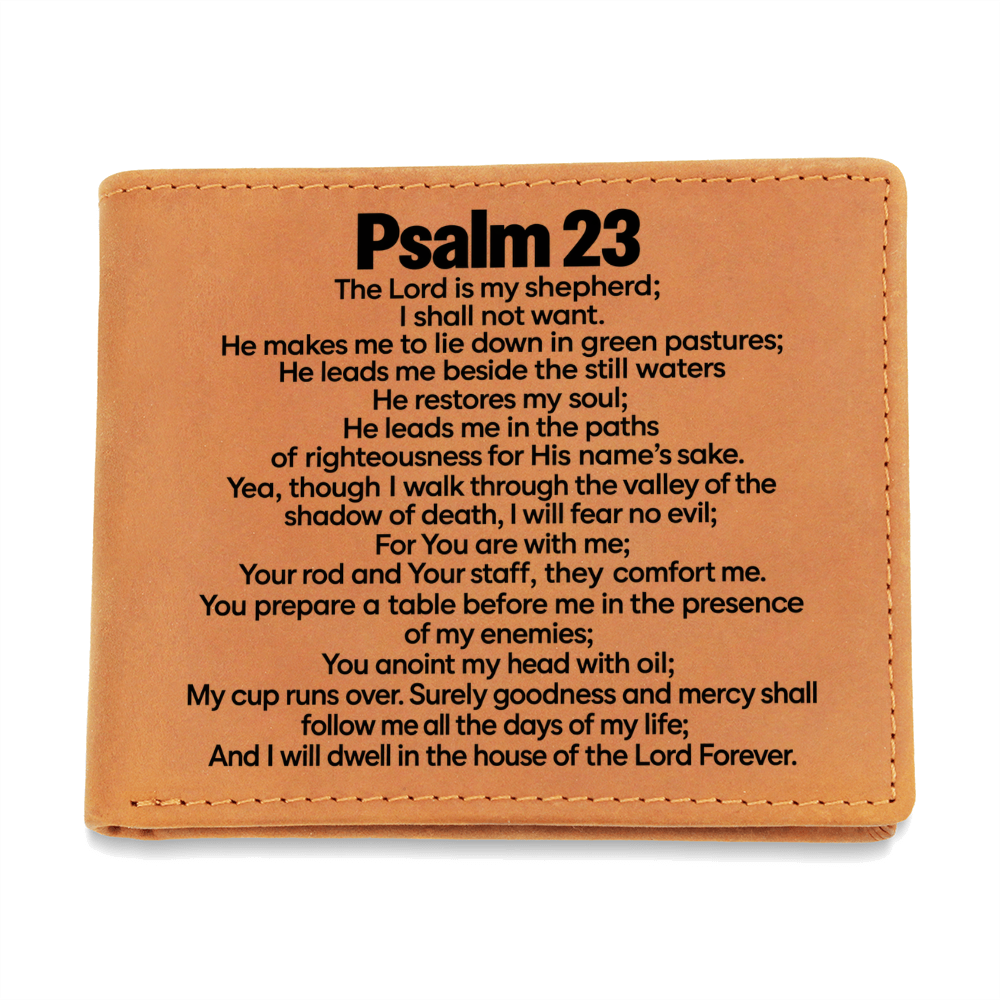 Psalm 23 Leather Wallet for Men - The Lord Is My Shepherd Bible Verse Wallet - Christian Gifts for Him