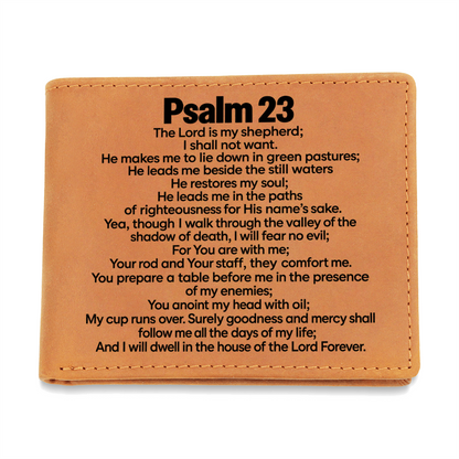 Psalm 23 Leather Wallet for Men - The Lord Is My Shepherd Bible Verse Wallet - Christian Gifts for Him