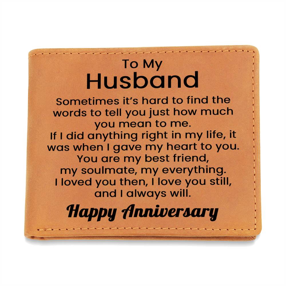 Anniversary Wallet for Him - Husband Genuine Leather Wallet