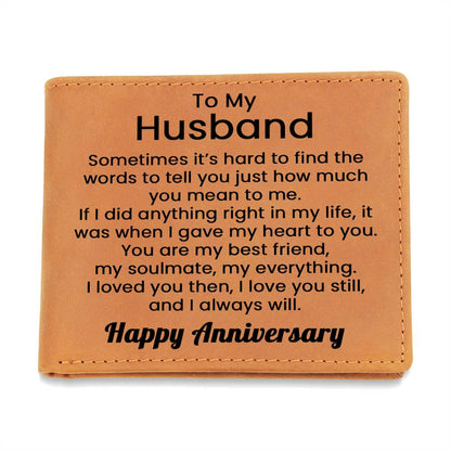 Anniversary Wallet for Him - Husband Genuine Leather Wallet