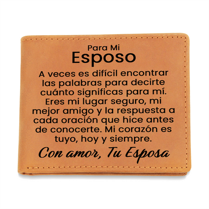 Regalo Para Esposo - Cartera Para Mi Esposo - Cartera de Cuero Genuino Para Aniversario, Cumpleaños o Navidad