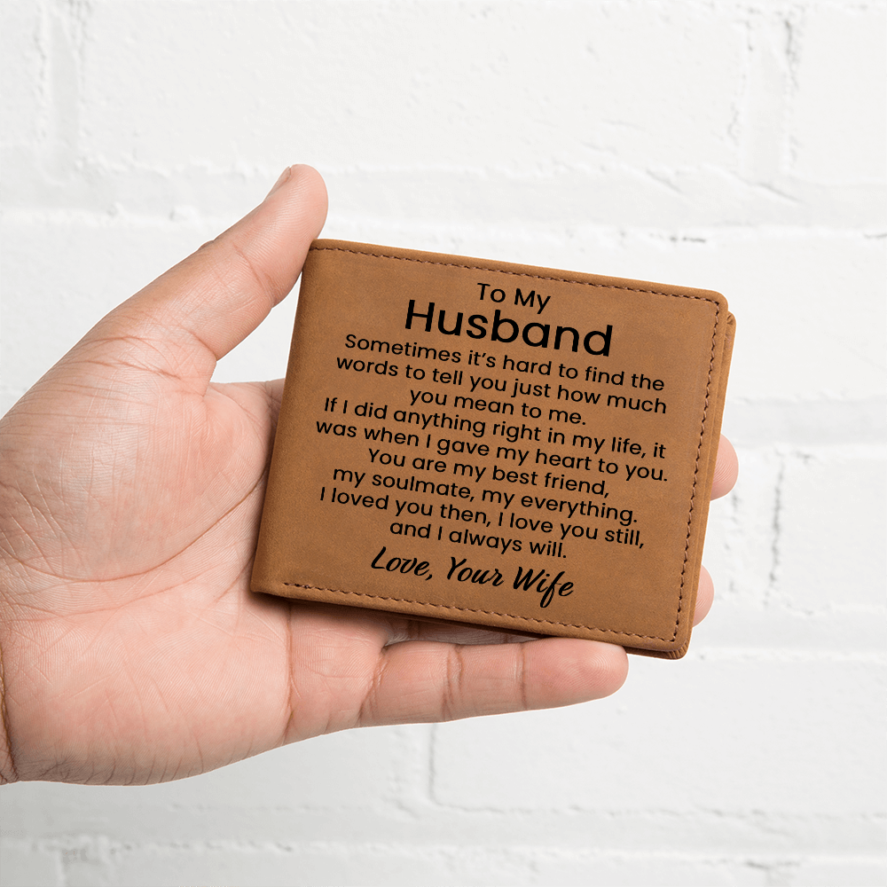To My Husband Gifts, Birthday Wallets for Husband Christmas Ideas, Brown Genuine Leather