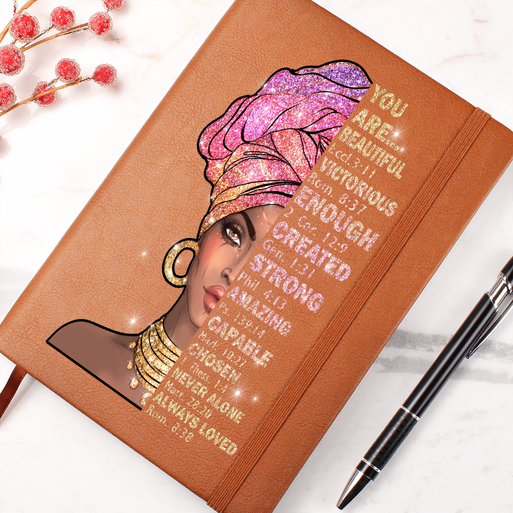 God Says I Am Journal - Notebook for African American - Black Women Leather Journal