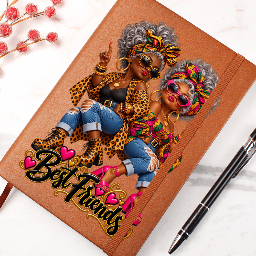 Gifts for Black Women - African American Women Journal - Best Friends Leather Notebook