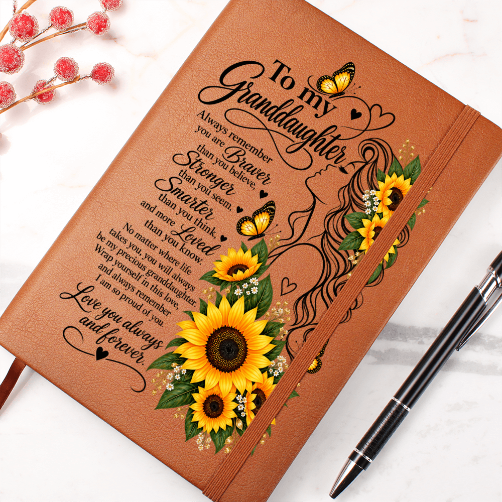 To My Granddaughter Sunflower Journal - Inspirational Notebook for Granddaughter - Sentimental Keepsake