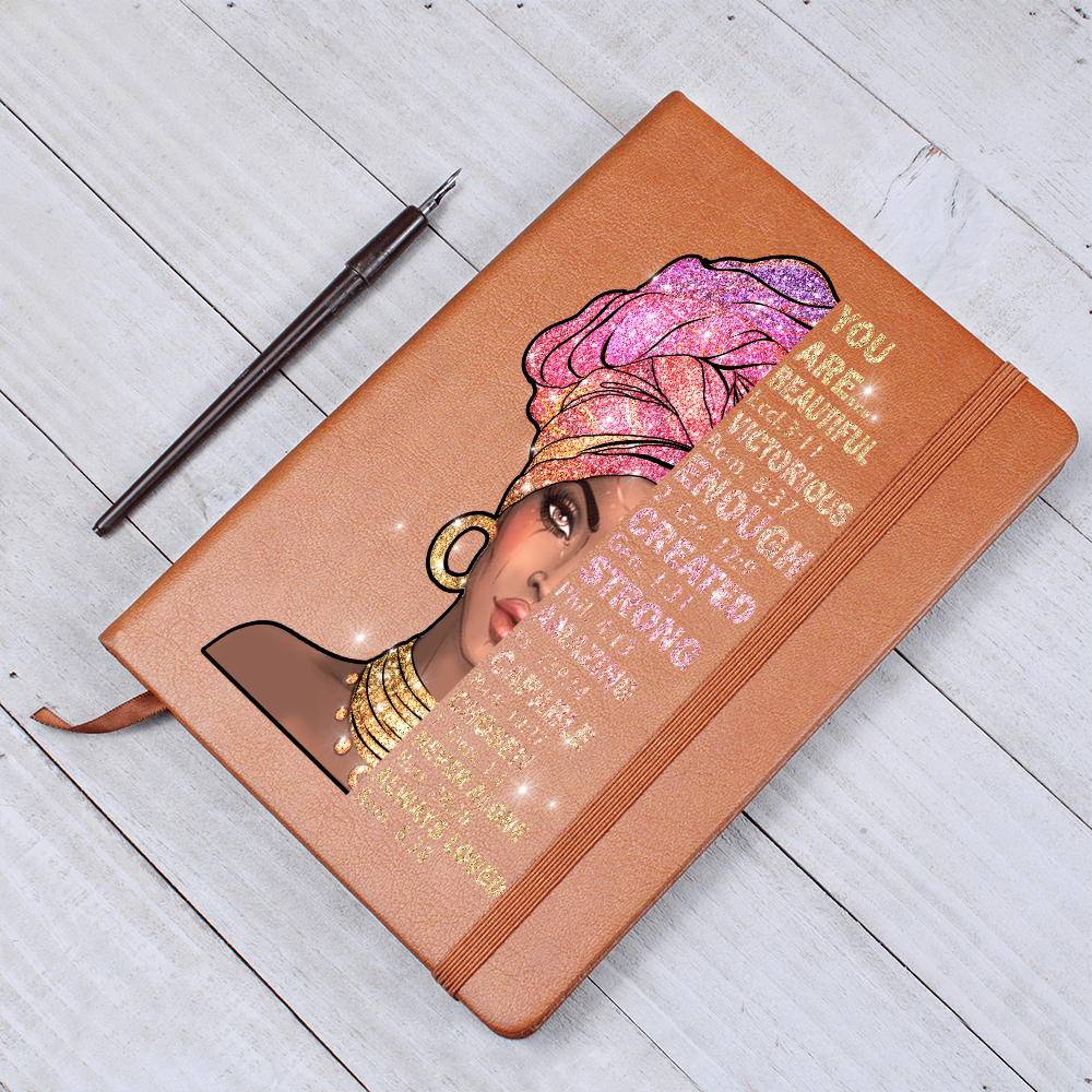 God Says I Am Journal - Notebook for African American - Black Women Leather Journal