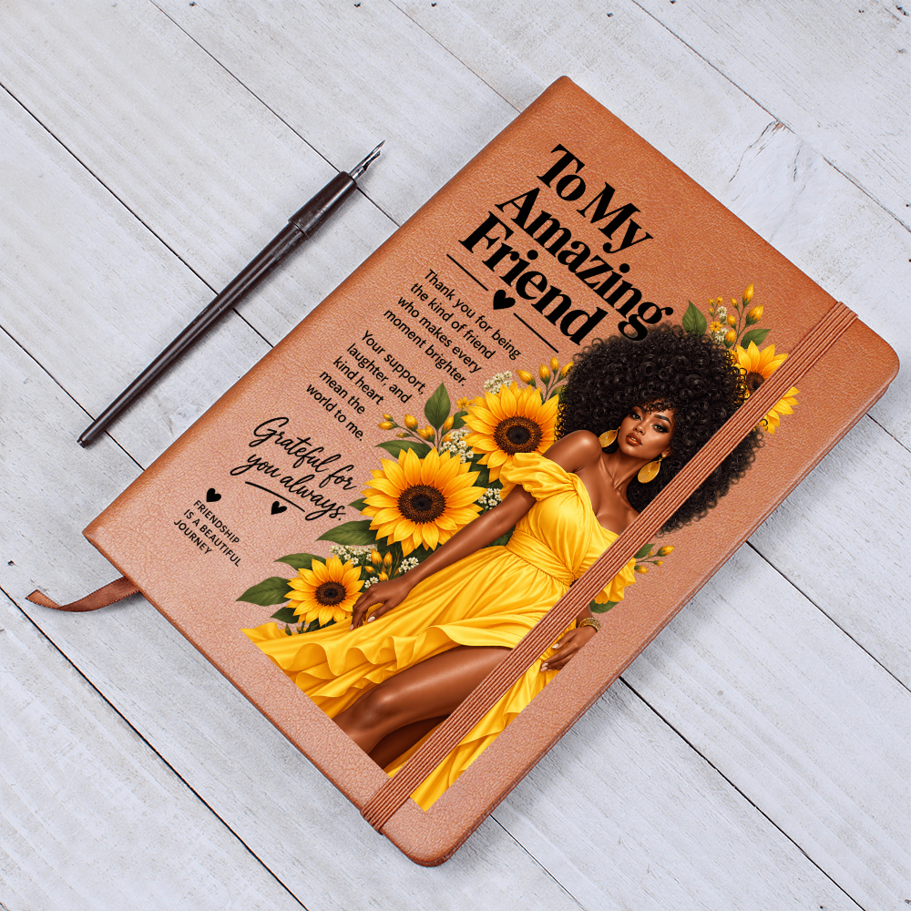African American Gifts for Women - Black Women Friendship Gifts - To My Amazing Friend Sunflower Journal