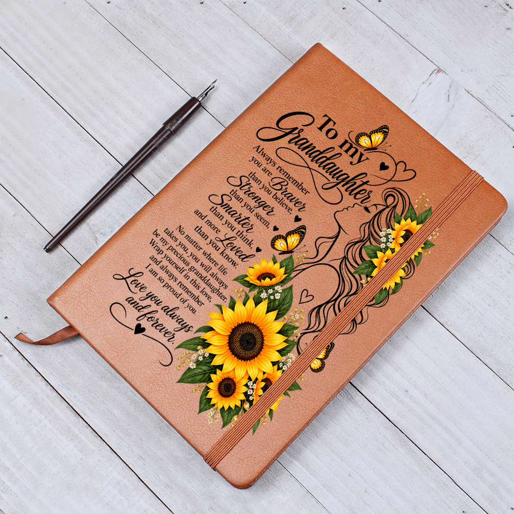 To My Granddaughter Sunflower Journal - Inspirational Notebook for Granddaughter - Sentimental Keepsake