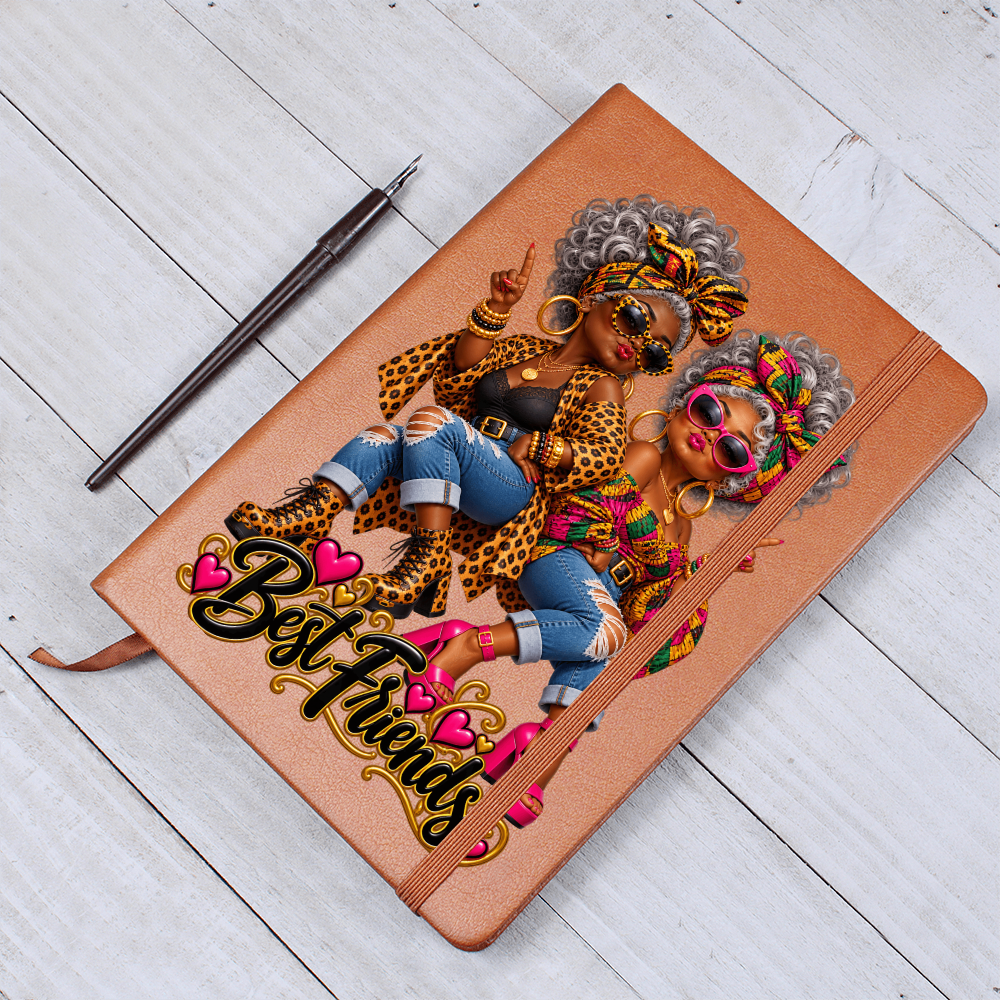 Gifts for Black Women - African American Women Journal - Best Friends Leather Notebook