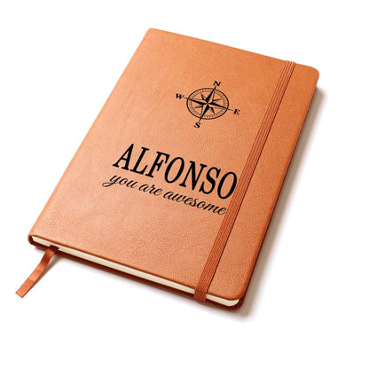 Alfonso Journal - Personalized Gifts for Men - Custom Name Leather Notebooks for Him