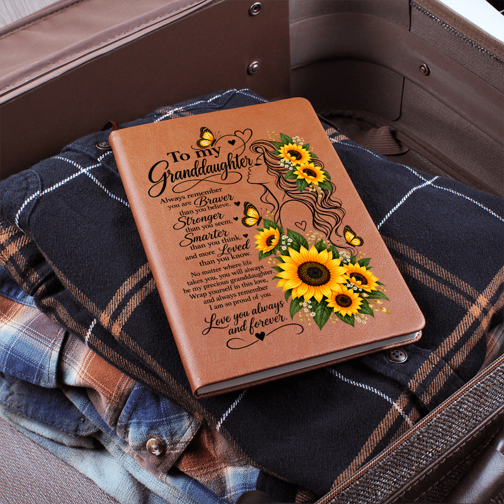 To My Granddaughter Sunflower Journal - Inspirational Notebook for Granddaughter - Sentimental Keepsake