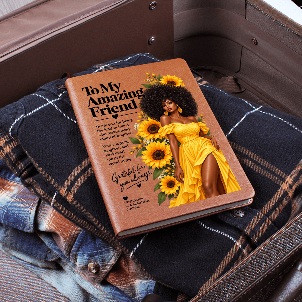 African American Gifts for Women - Black Women Friendship Gifts - To My Amazing Friend Sunflower Journal