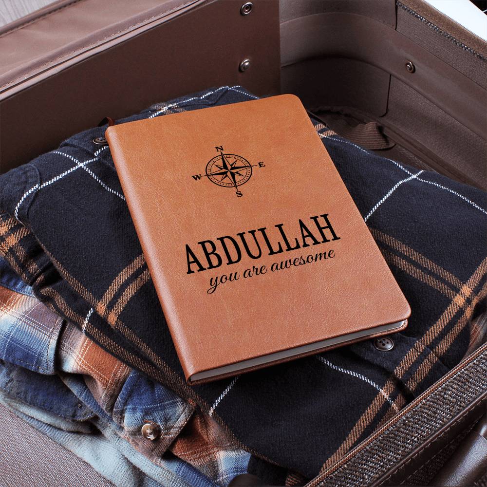 Abdullah Journal - Personalized Gifts for Men - Custom Name Leather Notebooks for Him