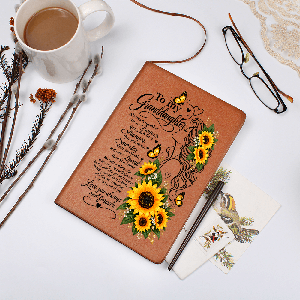 To My Granddaughter Sunflower Journal - Inspirational Notebook for Granddaughter - Sentimental Keepsake