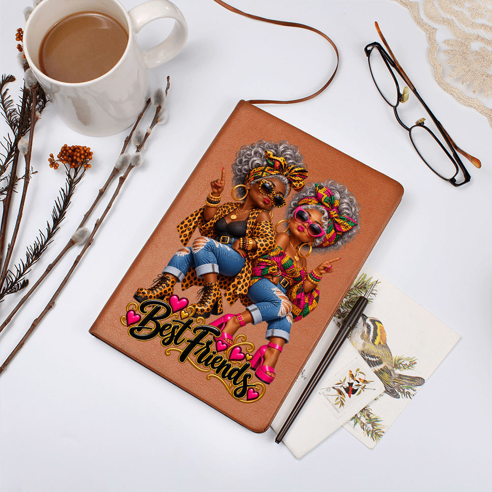 Gifts for Black Women - African American Women Journal - Best Friends Leather Notebook