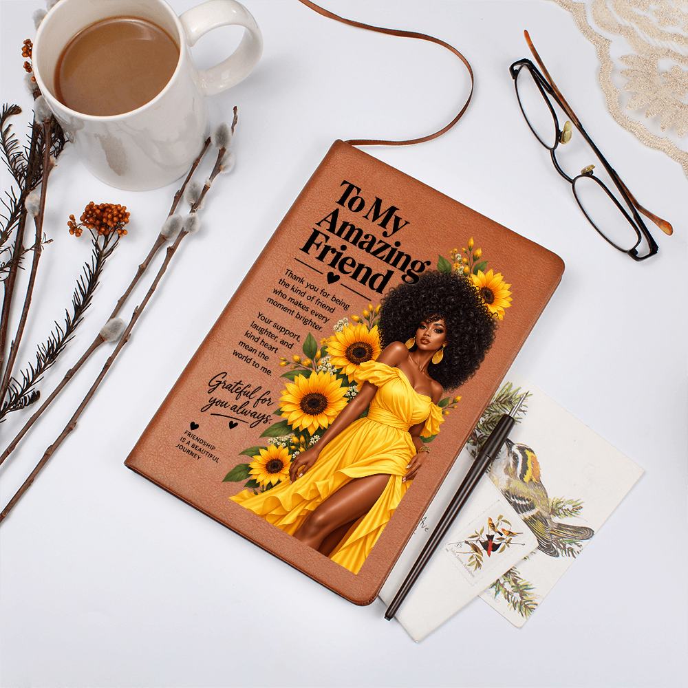 African American Gifts for Women - Black Women Friendship Gifts - To My Amazing Friend Sunflower Journal